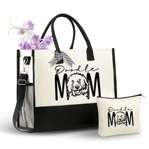 Doodle Mom Gifts Canvas Tote Bag With Top Zier Closure And Shoulder Strap XD